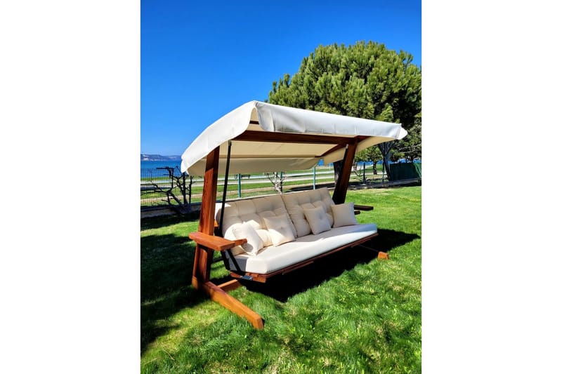 Trädgårds Trippel Gungstol Dasina Natur / Beige - Natur / Beige - Utemöbler - Utesoffa - Hängsoffa
