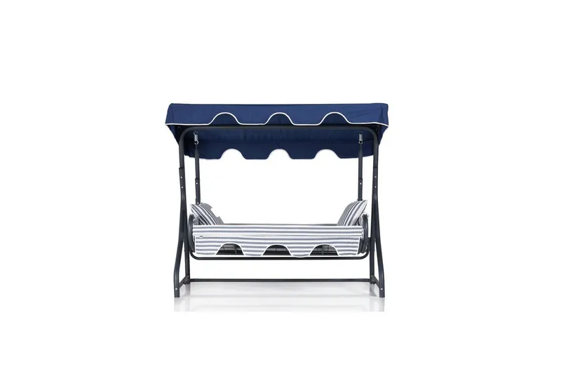 Trädgårds Trippel Gungstol Gowanda (200 x 165 x 110 cm) Ljusgrå / Blå - Ljusgrå / Blå - Utemöbler - Utesoffa - Hammock