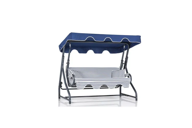 Trädgårds Trippel Gungstol Gowanda (200 x 165 x 110 cm) Ljusgrå / Blå - Ljusgrå / Blå - Utemöbler - Utesoffa - Hammock