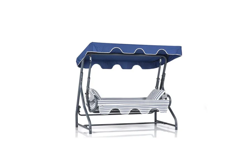 Trädgårds Trippel Gungstol Gowanda (200 x 165 x 110 cm) Ljusgrå / Blå - Ljusgrå / Blå - Utemöbler - Utesoffa - Hammock