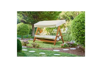 Trädgårds Trippel Gungstol Hazim Natur / Beige - Natur/Beige - Utemöbler - Utesoffa - Hängsoffa