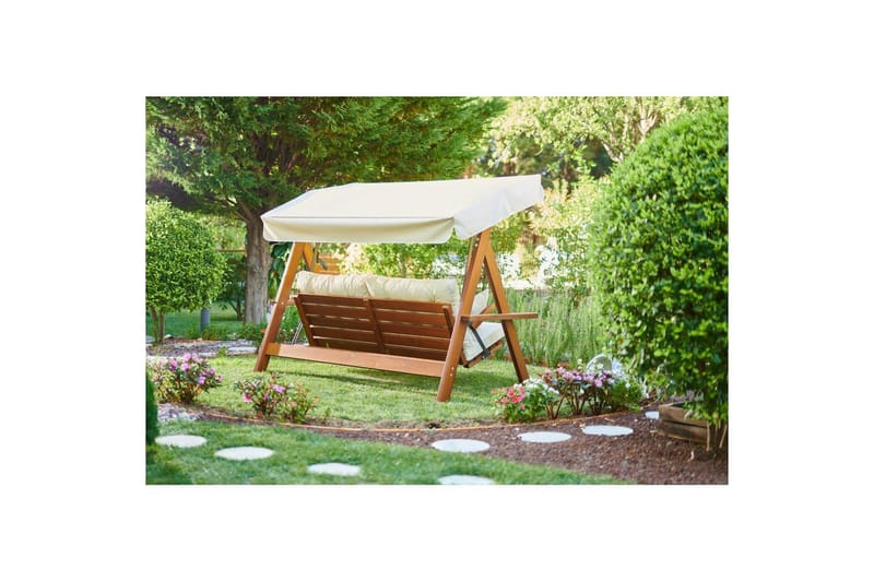 Trädgårds Trippel Gungstol Hazim Natur / Beige - Natur/Beige - Utemöbler - Utesoffa - Hängsoffa