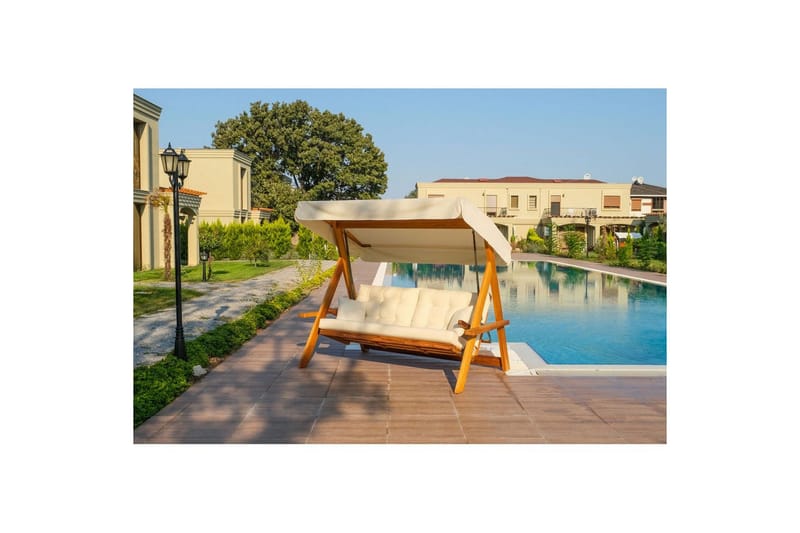 Trädgårds Trippel Gungstol Hazim Natur / Beige - Natur/Beige - Utemöbler - Utesoffa - Hängsoffa