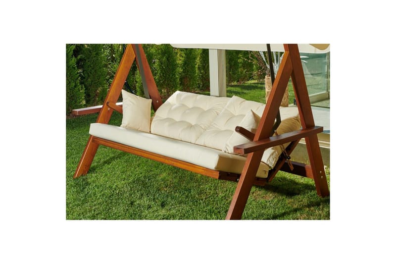 Trädgårds Trippel Gungstol Hazim Natur / Beige - Natur/Beige - Utemöbler - Utesoffa - Hängsoffa