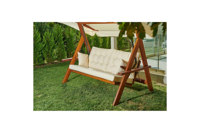 Trädgårds Trippel Gungstol Hazim Natur / Beige - Natur/Beige - Utemöbler - Utesoffa - Hängsoffa