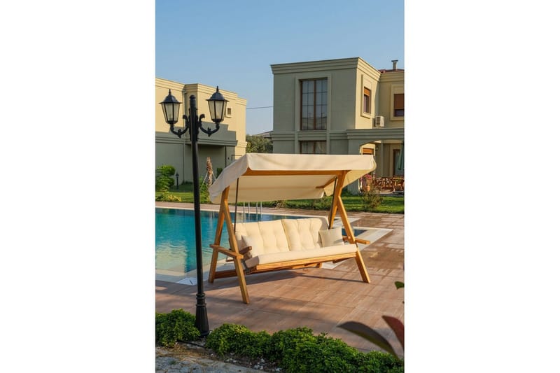 Trädgårds Trippel Gungstol Hazim Natur / Beige - Natur/Beige - Utemöbler - Utesoffa - Hängsoffa