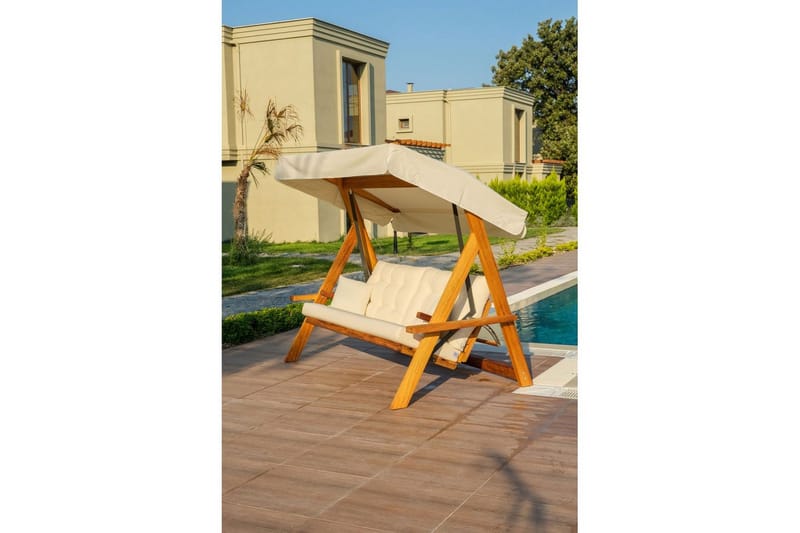 Trädgårds Trippel Gungstol Hazim Natur / Beige - Natur/Beige - Utemöbler - Utesoffa - Hängsoffa