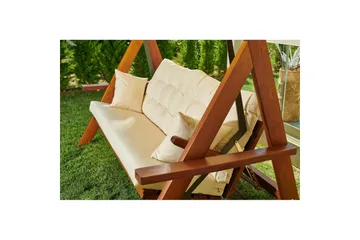 Trädgårds Trippel Gungstol Hazim Natur / Beige - Natur/Beige - Utemöbler - Utesoffa - Hängsoffa