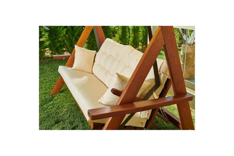 Trädgårds Trippel Gungstol Hazim Natur / Beige - Natur/Beige - Utemöbler - Utesoffa - Hängsoffa