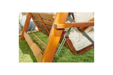 Trädgårds Trippel Gungstol Hazim Natur / Beige - Natur/Beige - Utemöbler - Utesoffa - Hängsoffa