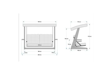 Trädgårds Trippel Gungstol Viva Antracit - Antracit, 220 x 100 x 175 cm - Utemöbler - Utesoffa - Hängsoffa