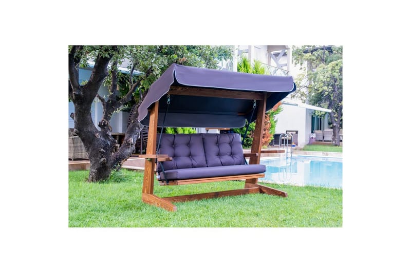 Trädgårds Trippel Gungstol Viva Antracit - Antracit, 220 x 100 x 175 cm - Utemöbler - Utesoffa - Hängsoffa