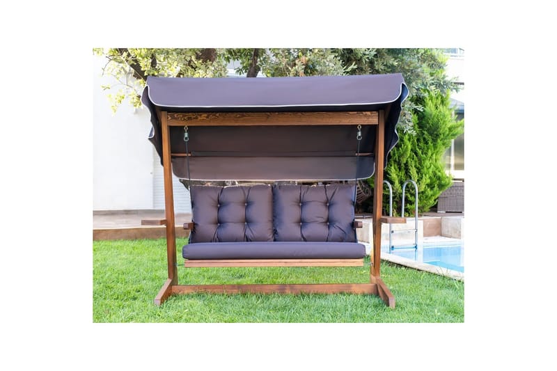 Trädgårds Trippel Gungstol Viva Antracit - Antracit, 220 x 100 x 175 cm - Utemöbler - Utesoffa - Hängsoffa