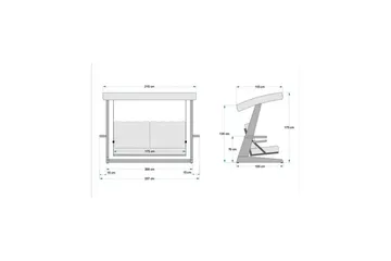 Trädgårds Trippel Gungstol Viva Antracit - Antracit, 237 x 100 x 175 cm - Utemöbler - Utesoffa - Hängsoffa