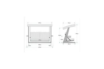 Trädgårds Trippel Gungstol Viva Antracit - Antracit, 237 x 100 x 175 cm - Utemöbler - Utesoffa - Hängsoffa