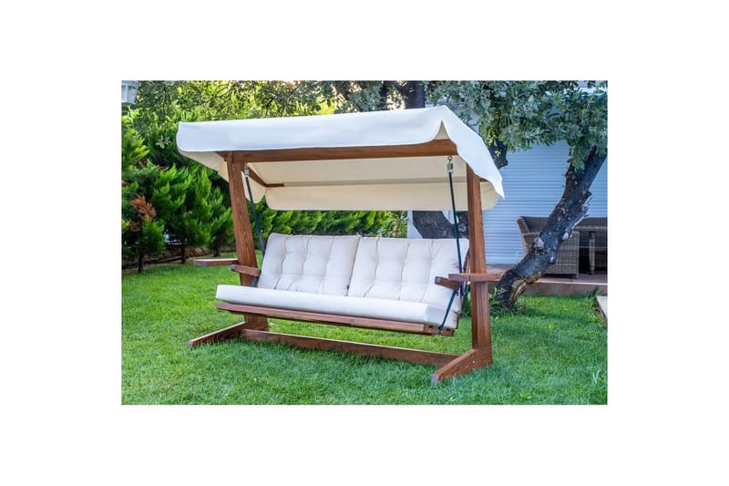 Trädgårds Trippel Gungstol Viva Beige - Beige, 237 x 100 x 175 cm - Utemöbler - Utesoffa - Hängsoffa