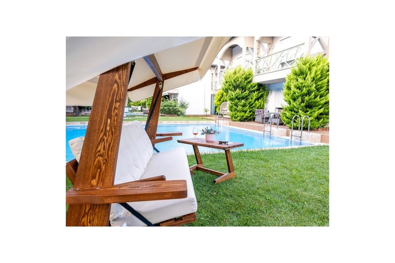 Trädgårds Trippel Gungstol Viva Beige - Beige, 237 x 100 x 175 cm - Utemöbler - Utesoffa - Hängsoffa