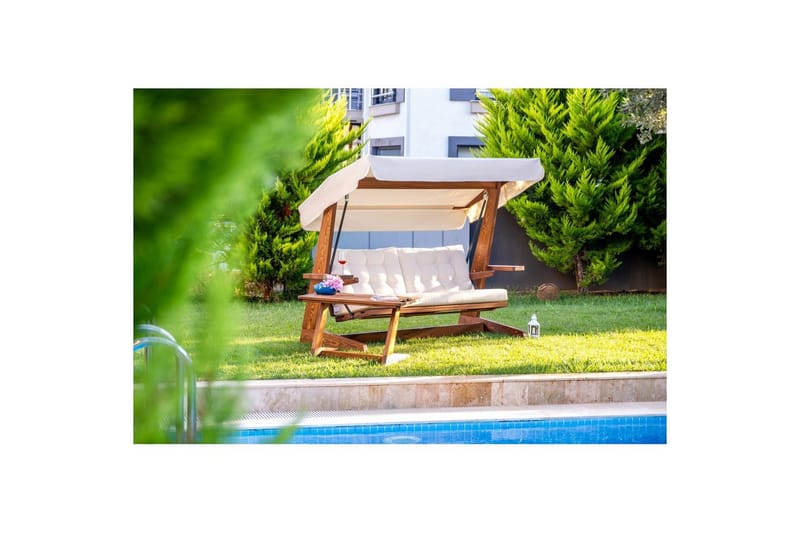 Trädgårds Trippel Gungstol Viva Beige - Beige, 237 x 100 x 175 cm - Utemöbler - Utesoffa - Hängsoffa