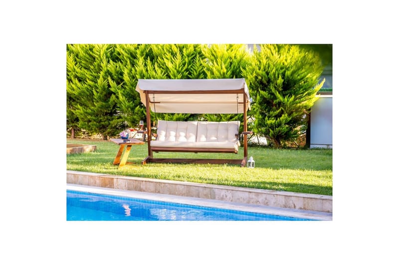 Trädgårds Trippel Gungstol Viva Beige - Beige, 237 x 100 x 175 cm - Utemöbler - Utesoffa - Hängsoffa