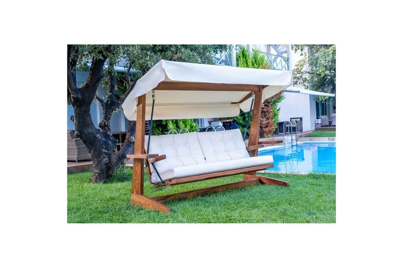 Trädgårds Trippel Gungstol Viva Beige - Beige, 237 x 100 x 175 cm - Utemöbler - Utesoffa - Hängsoffa