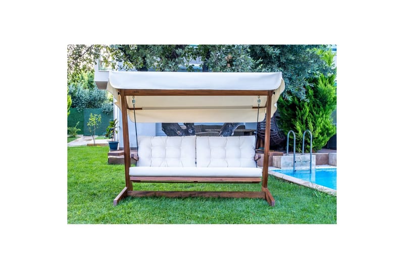 Trädgårds Trippel Gungstol Viva Beige - Beige, 237 x 100 x 175 cm - Utemöbler - Utesoffa - Hängsoffa