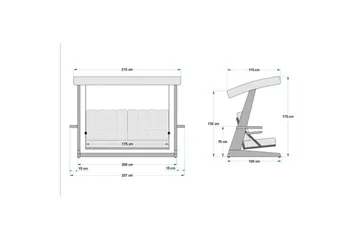 Trädgårds Trippel Gungstol Viva Beige - Beige, 237 x 100 x 175 cm - Utemöbler - Utesoffa - Hängsoffa