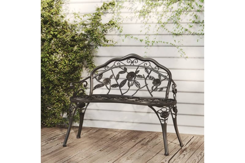 Trädgårdsbänk 100 cm gjuten aluminium svart - Svart - Utemöbler - Utesoffa - Trädgårdsbänk & utebänk