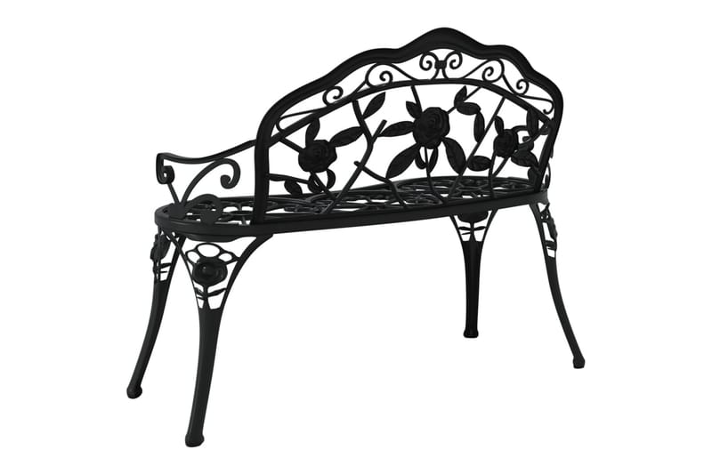 Trädgårdsbänk 100 cm gjuten aluminium svart - Svart - Utemöbler - Utesoffa - Trädgårdsbänk & utebänk