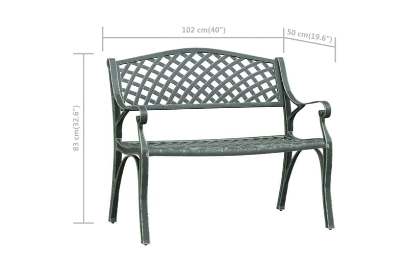 Trädgårdsbänk 102 cm gjuten aluminium grön - Grön - Utemöbler - Utesoffa - Trädgårdsbänk & utebänk