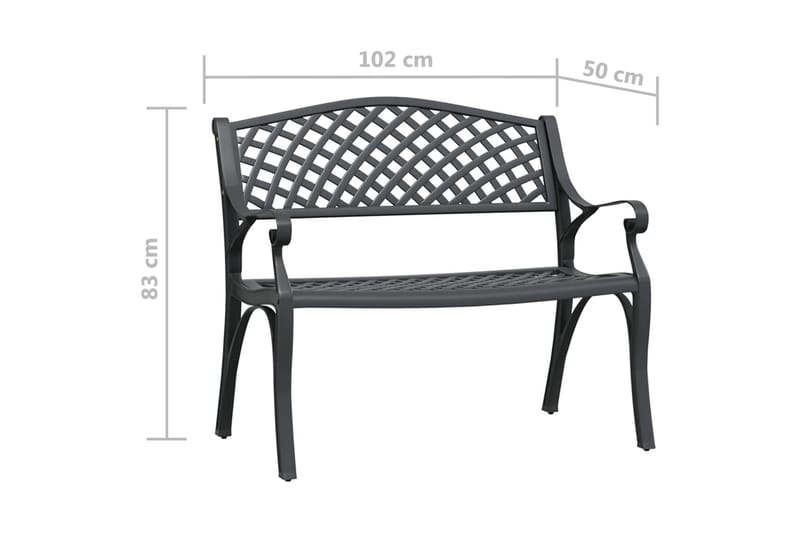 Trädgårdsbänk 102 cm gjuten aluminium svart - Svart - Utemöbler - Utesoffa - Trädgårdsbänk & utebänk