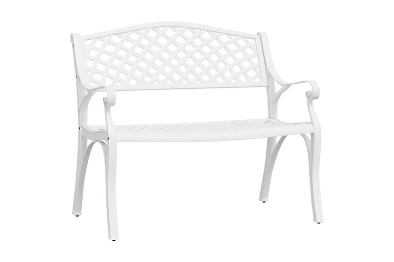 Trädgårdsbänk 102 cm gjuten aluminium vit - Vit - Utemöbler - Utesoffa - Trädgårdsbänk & utebänk