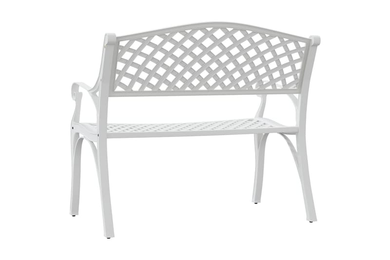 Trädgårdsbänk 102 cm gjuten aluminium vit - Vit - Utemöbler - Utesoffa - Trädgårdsbänk & utebänk