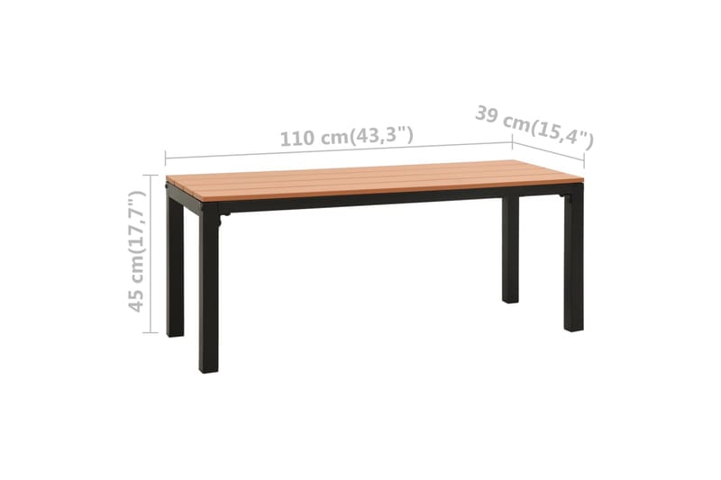 Trädgårdsbänk 110 cm stål och WPC brun och svart - Brun - Utemöbler - Utesoffa - Trädgårdsbänk & utebänk