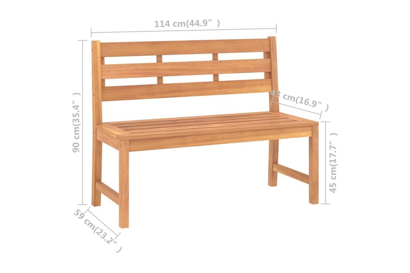 Trädgårdsbänk 114 cm massiv teak - Brun - Utemöbler - Utesoffa - Trädgårdsbänk & utebänk