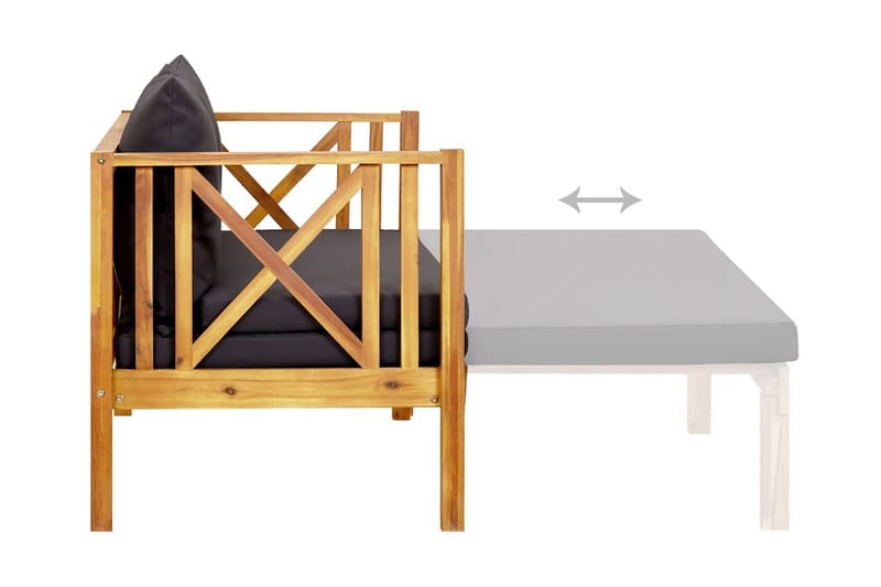 Trädgårdsbänk 2-sits med dynor 122 cm massivt akaciaträ - Grå - Utemöbler - Utesoffa - Trädgårdsbänk & utebänk