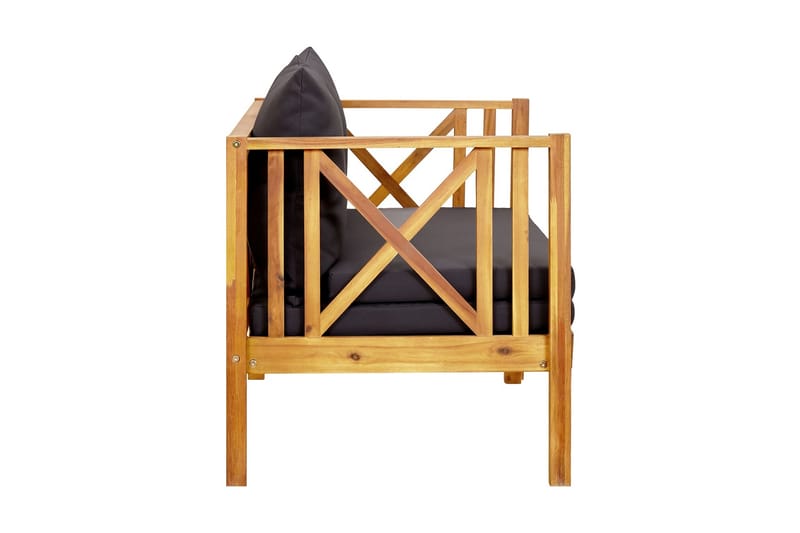 Trädgårdsbänk 2-sits med dynor 122 cm massivt akaciaträ - Grå - Utemöbler - Utesoffa - Trädgårdsbänk & utebänk
