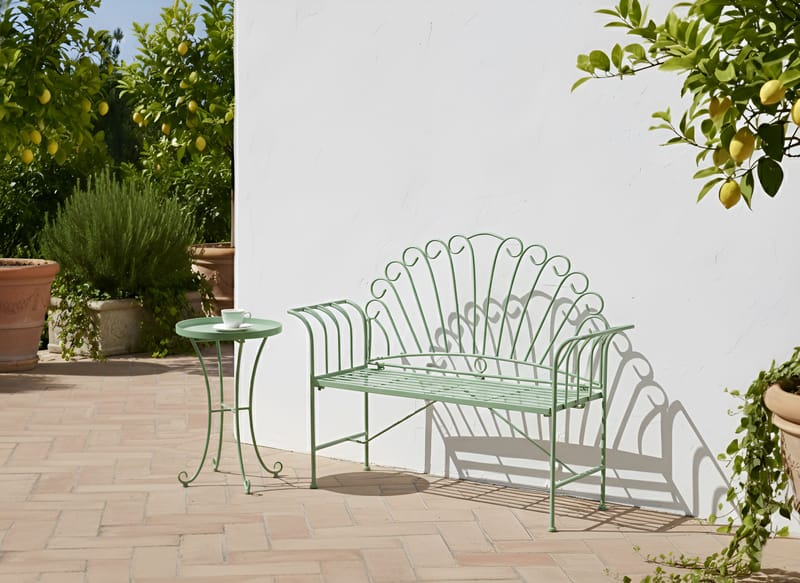 Trädgårdsbänk Cavinia 125 cm Järn - Grön - Utemöbler - Utesoffa - Trädgårdsbänk & utebänk