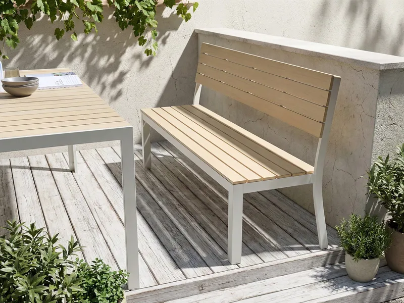 Trädgårdsbänk Como 174 cm - Beige/Vit - Utemöbler - Utesoffa - Trädgårdsbänk & utebänk