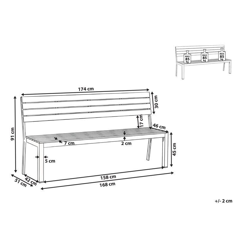 Trädgårdsbänk Como 174 cm - Beige/Vit - Utemöbler - Utesoffa - Trädgårdsbänk & utebänk