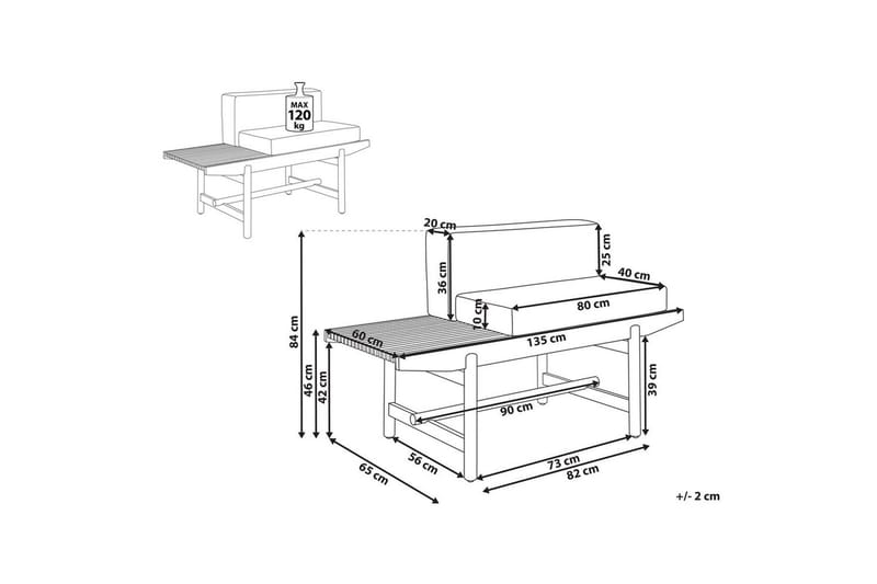 Trädgårdsbänk Giaveno - 135x65x84 cm - Utemöbler - Utesoffa - Trädgårdsbänk & utebänk