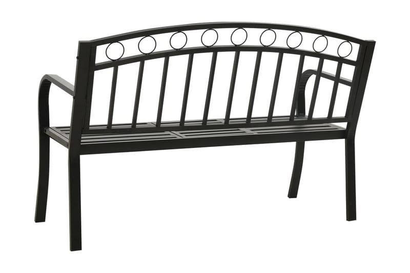 Trädgårdsbänk med bord 125 cm stål svart - Svart - Trädgårdsbänk & utebänk