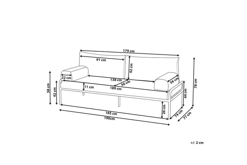 Trädgårdsbänk med dyna Solofra - Utemöbler - Utesoffa - Trädgårdssoffa