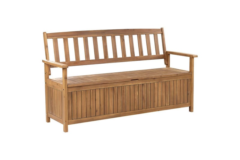 Trädgårdsbänk med dyna Sovana Ljus trä/beige/grå, 160 cm - Ljus trä/beige/grå, 160 cm - Utemöbler - Utesoffa - Trädgårdsbänk & utebänk