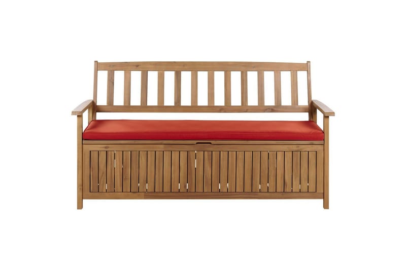 Trädgårdsbänk med dyna Sovana Ljus trä/röd, 160 cm, Ljus trä/röd, 160 cm