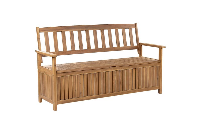 Trädgårdsbänk med dyna Sovana Ljus trä/röd, 160 cm - Ljus trä/röd, 160 cm - Utemöbler - Utesoffa - Trädgårdsbänk & utebänk