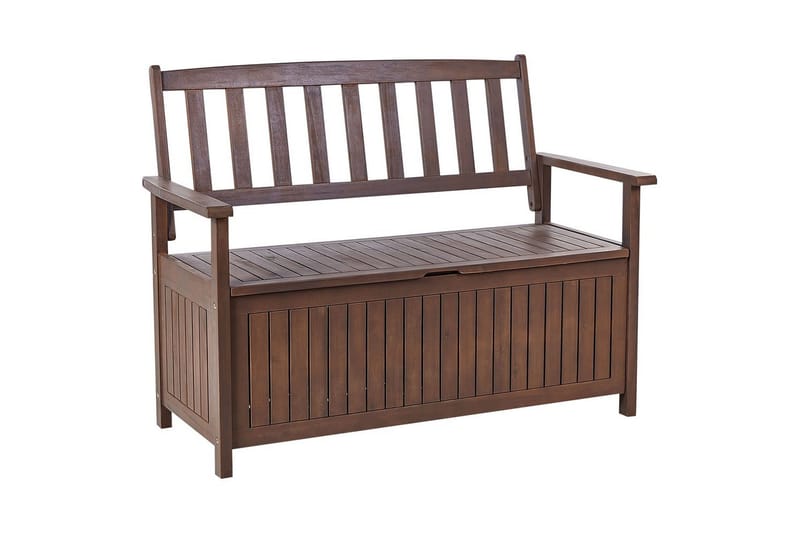 Trädgårdsbänk med dyna Sovana Mörk trä/vit, 120 cm - Mörk trä/vit, 120 cm - Utemöbler - Utesoffa - Trädgårdsbänk & utebänk