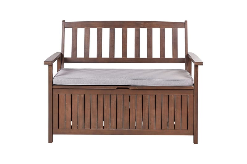 Trädgårdsbänk med dyna Sovana Mörkt trä/grått, 120 cm - Mörkt trä/grått, 120 cm - Utemöbler - Utesoffa - Trädgårdsbänk & utebänk