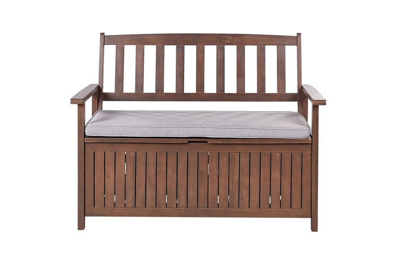 Trädgårdsbänk med dyna Sovana Mörkt trä/grått, 120 cm - Mörkt trä/grått, 120 cm - Utemöbler - Utesoffa - Trädgårdsbänk & utebänk