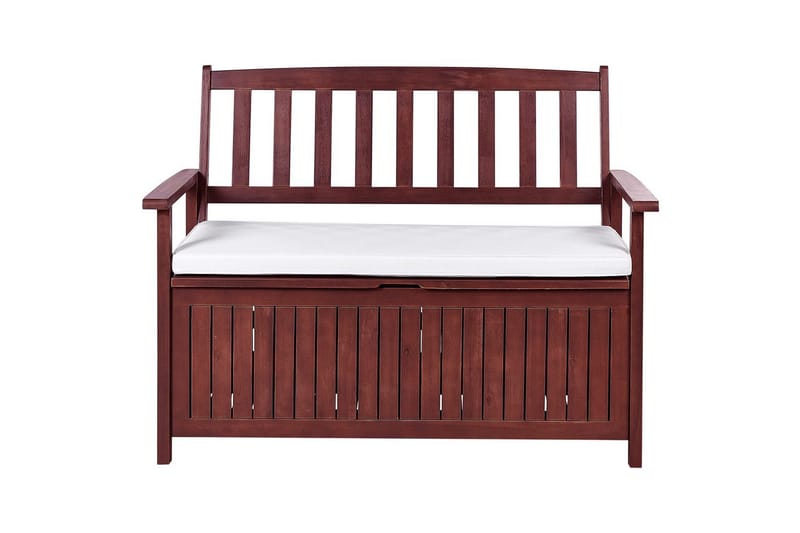 Trädgårdsbänk med dyna Sovana Rödaktigt brun/vit, 120 cm - Rödaktigt brun/vit, 120 cm - Utemöbler - Utesoffa - Trädgårdsbänk & utebänk