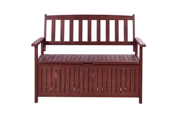 Trädgårdsbänk med dyna Sovana Rödbrun/rött, 120 cm - Rödbrun/rött, 120 cm - Utemöbler - Utesoffa - Trädgårdsbänk & utebänk